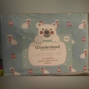 Twin Christmas Microfiber 3 pc Sheet Set New Polar Bears Holidays